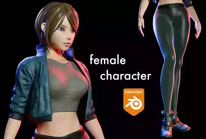 original 3D model cyberpunk-style woman