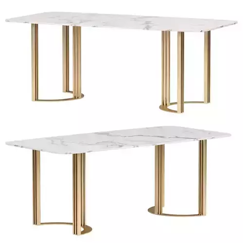 Faux Marble Dining Table Gold Rectangular