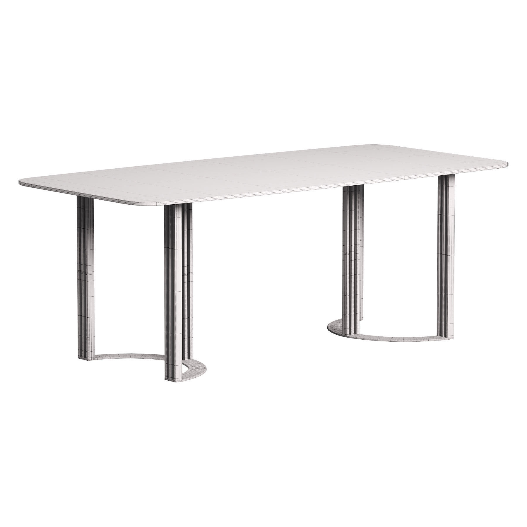 Faux Marble Dining Table Gold Rectangular 3D model_1