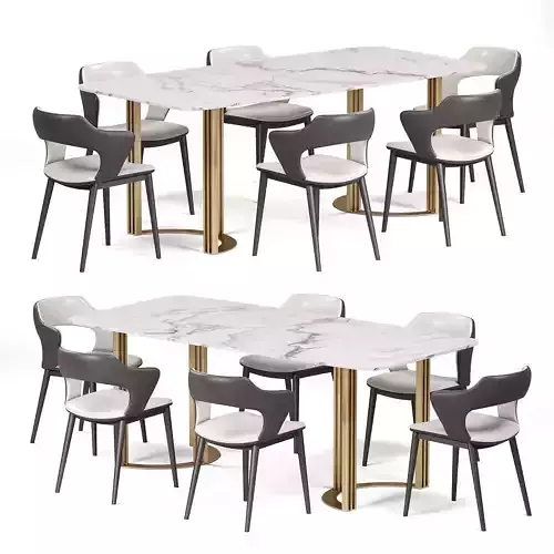 SKY Chair Dining Table Gold Rectangular