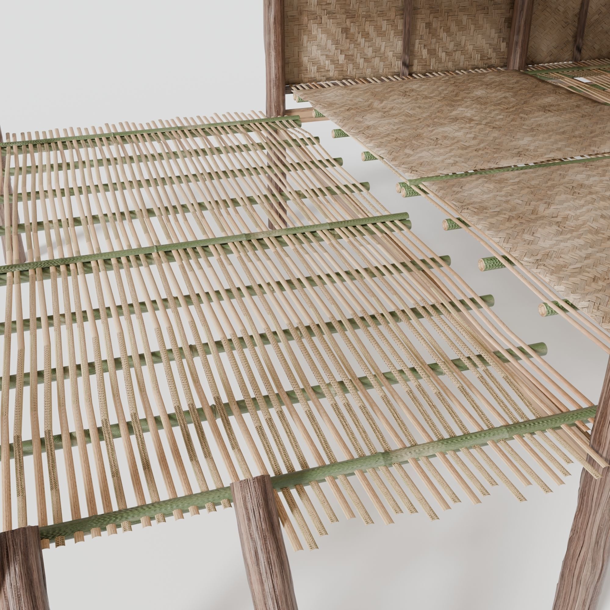 Thai style wooden house Low-poly 3D model_6