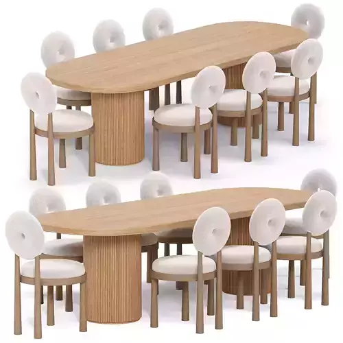 Baba Chaise And BYRON COLUMN RECTANGULAR DINING TABLE