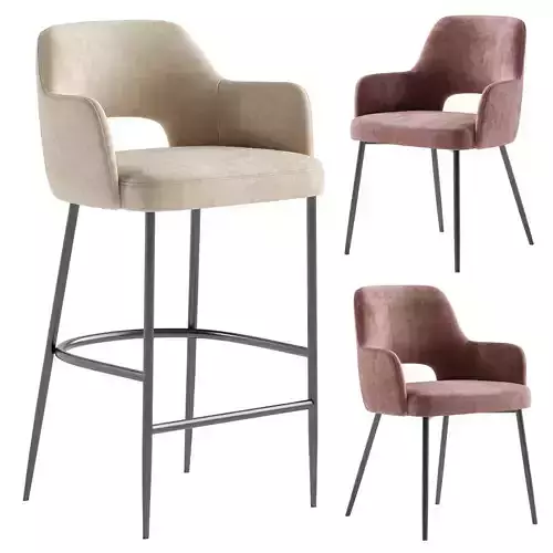 Brandi bar stool and Brandi armchair