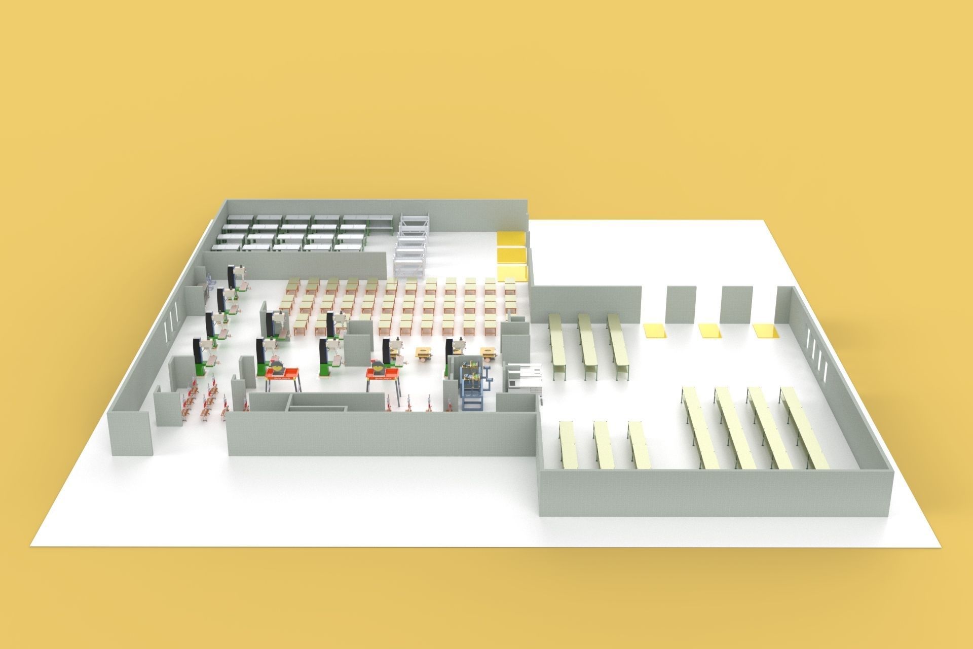 EQUIPMENT LAYOUT WORKSHOP LINE FACTORY INDUSTRIAL FLOOR PLAN 3D model_3