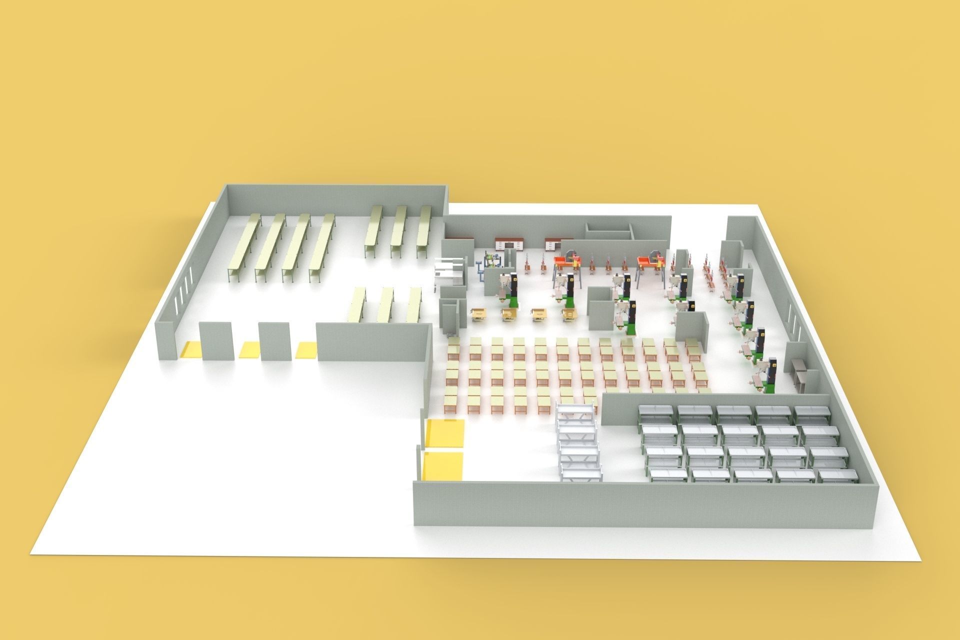 EQUIPMENT LAYOUT WORKSHOP LINE FACTORY INDUSTRIAL FLOOR PLAN 3D model_4