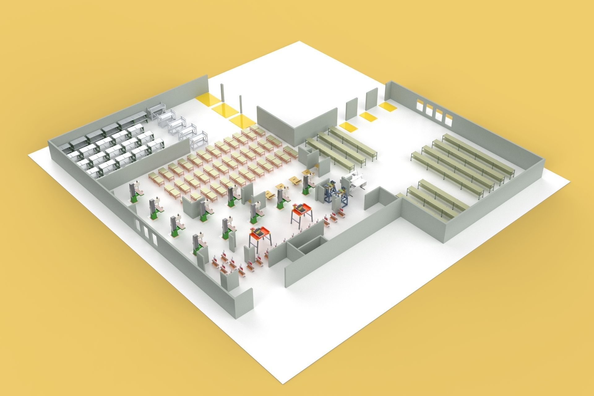 EQUIPMENT LAYOUT WORKSHOP LINE FACTORY INDUSTRIAL FLOOR PLAN 3D model_7