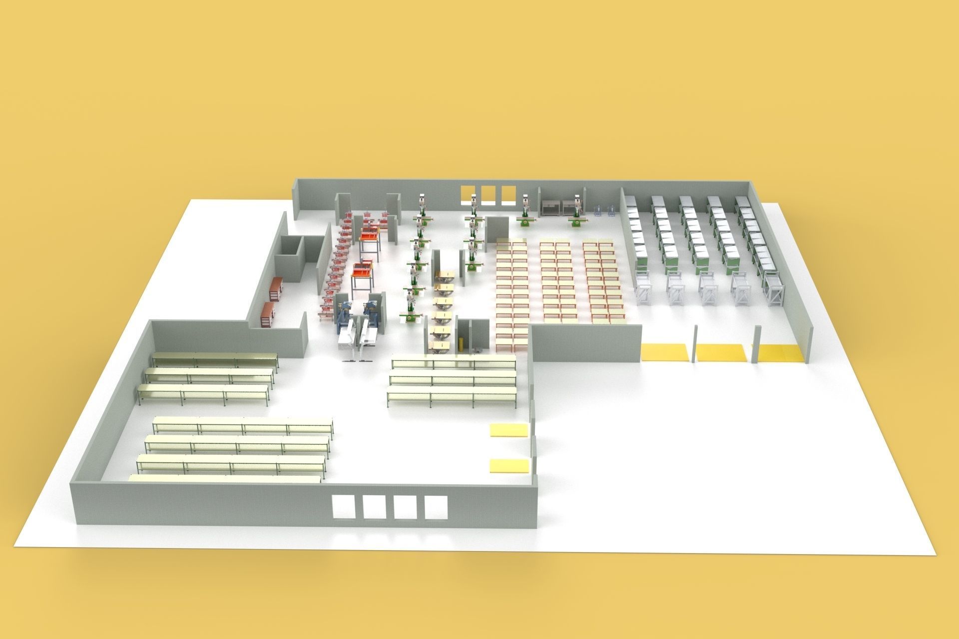 EQUIPMENT LAYOUT WORKSHOP LINE FACTORY INDUSTRIAL FLOOR PLAN 3D model_1