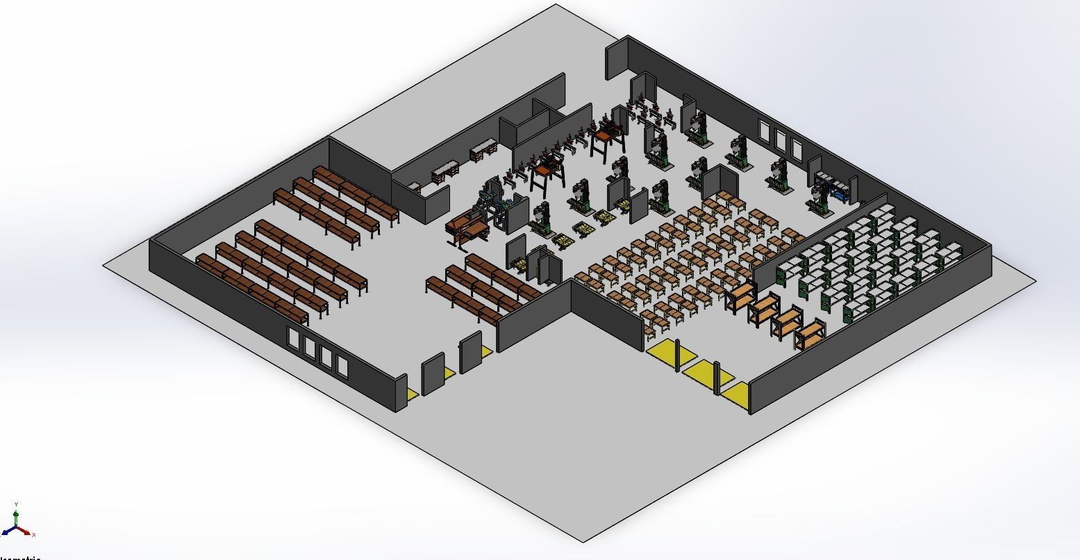 EQUIPMENT LAYOUT WORKSHOP LINE FACTORY INDUSTRIAL FLOOR PLAN 3D model_14