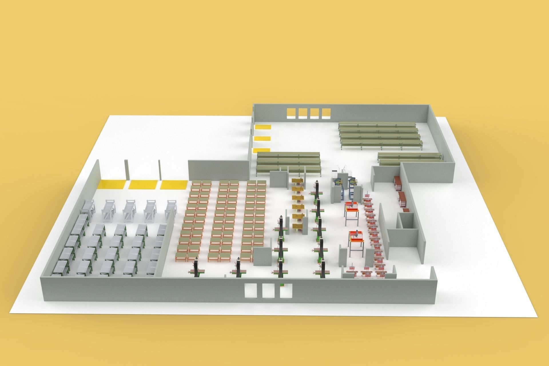 EQUIPMENT LAYOUT WORKSHOP LINE FACTORY INDUSTRIAL FLOOR PLAN 3D model_2