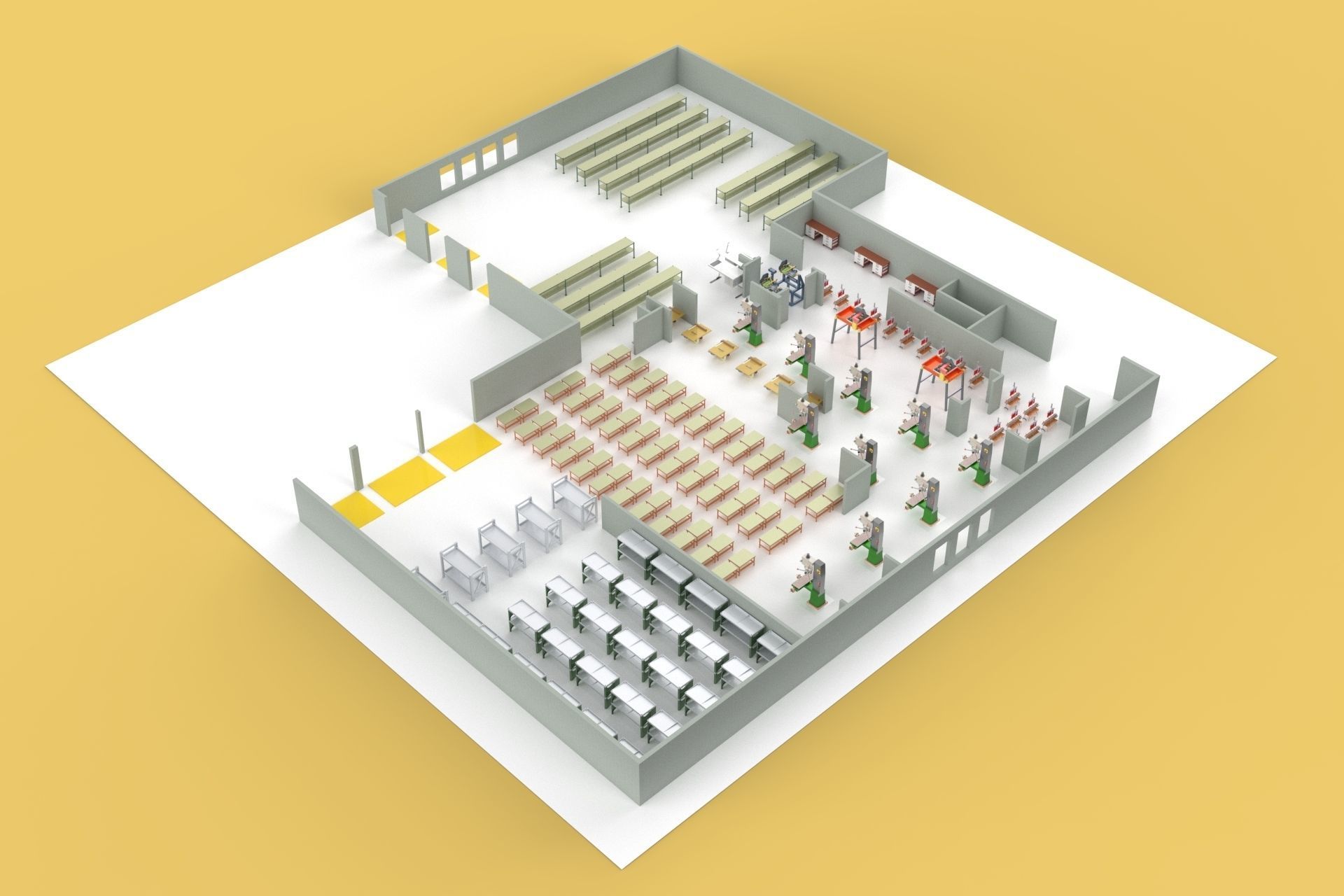 EQUIPMENT LAYOUT WORKSHOP LINE FACTORY INDUSTRIAL FLOOR PLAN 3D model_11