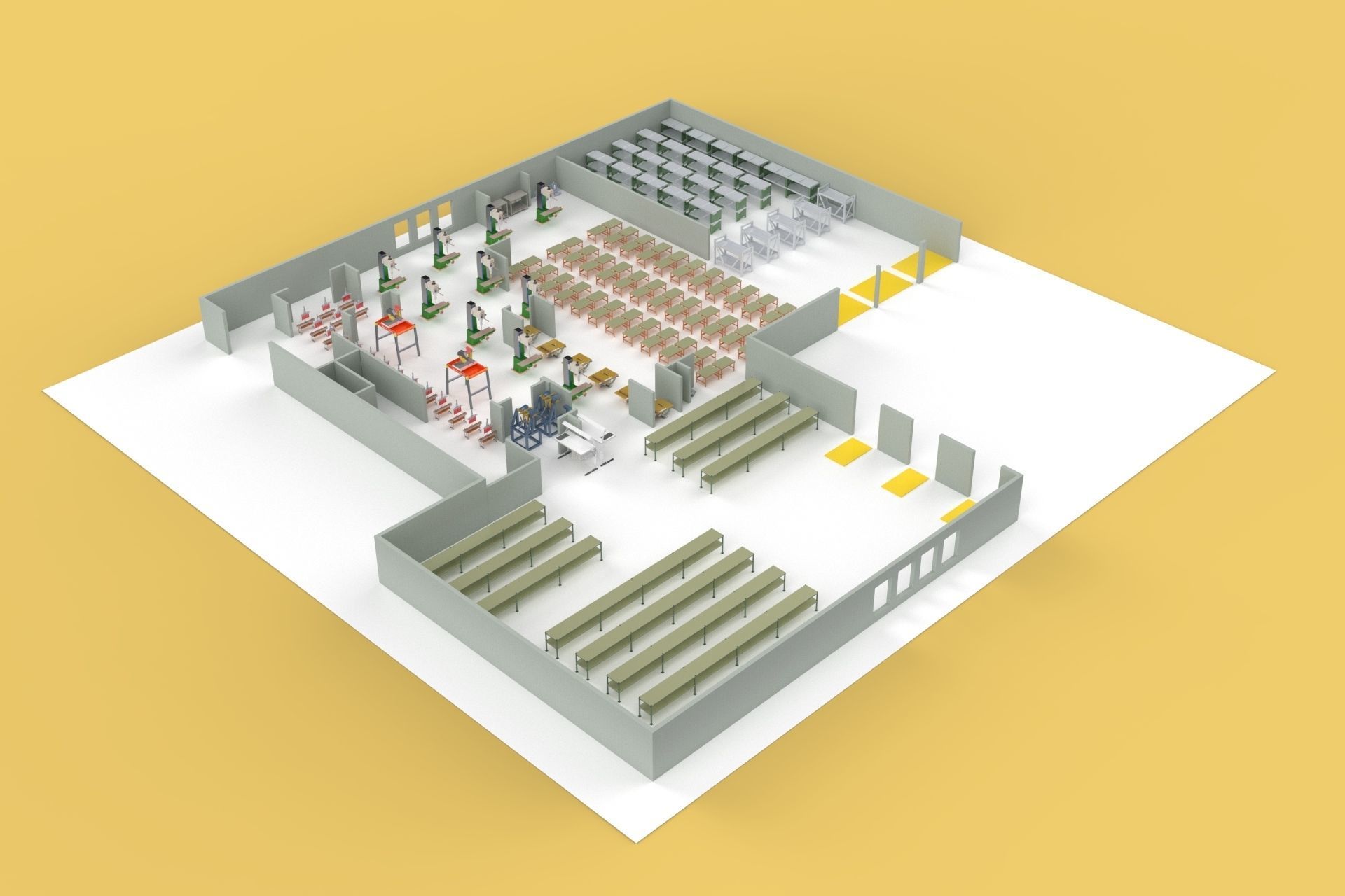EQUIPMENT LAYOUT WORKSHOP LINE FACTORY INDUSTRIAL FLOOR PLAN 3D model_6