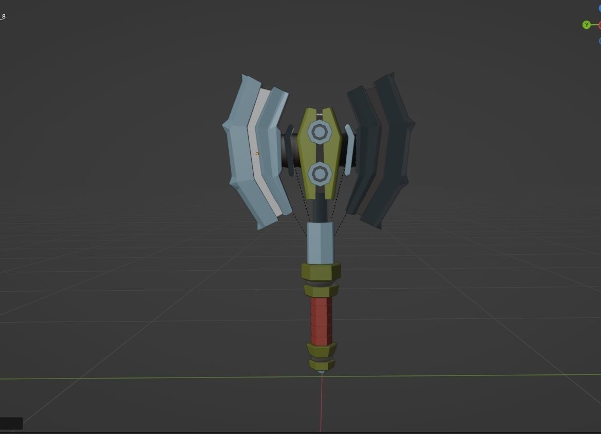 battle axe game ready 3d model Low-poly 3D model_4