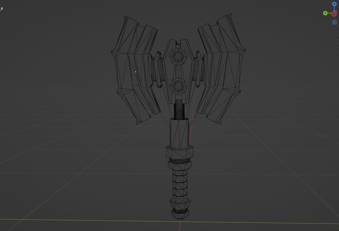 battle axe game ready 3d model Low-poly 3D model_2