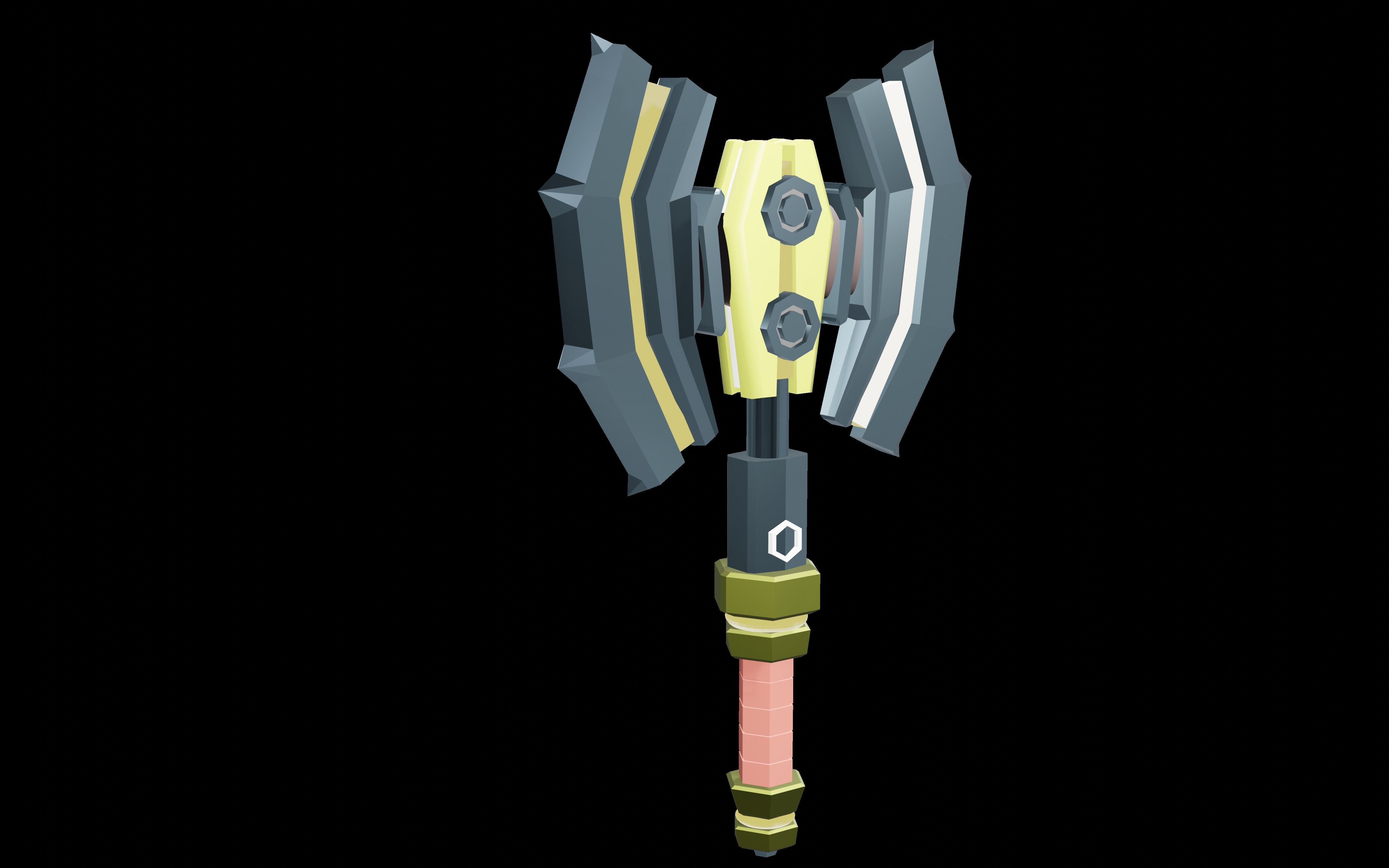 battle axe game ready 3d model Low-poly 3D model_1