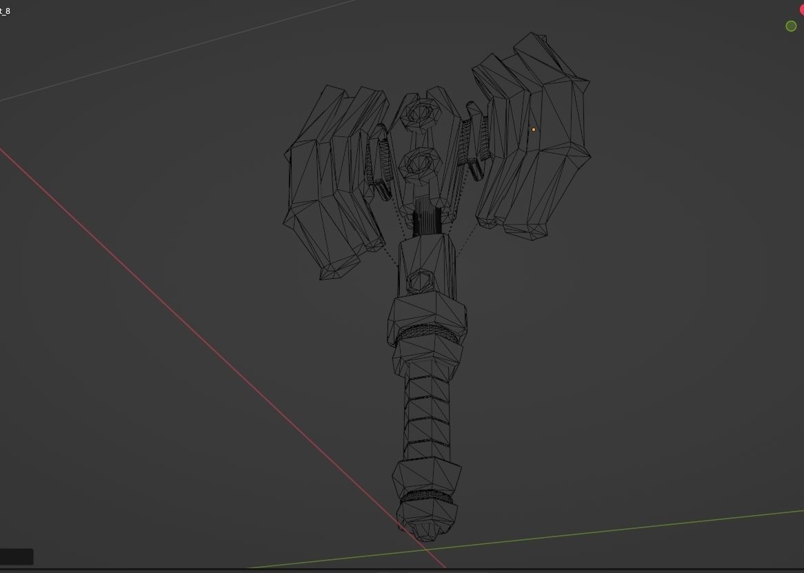 battle axe game ready 3d model Low-poly 3D model_3