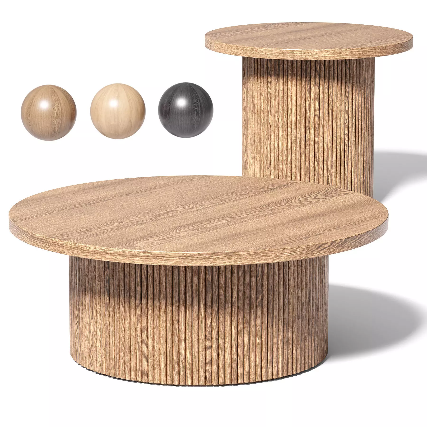 Table Basse Ronde en Bois Nele 3D model_0