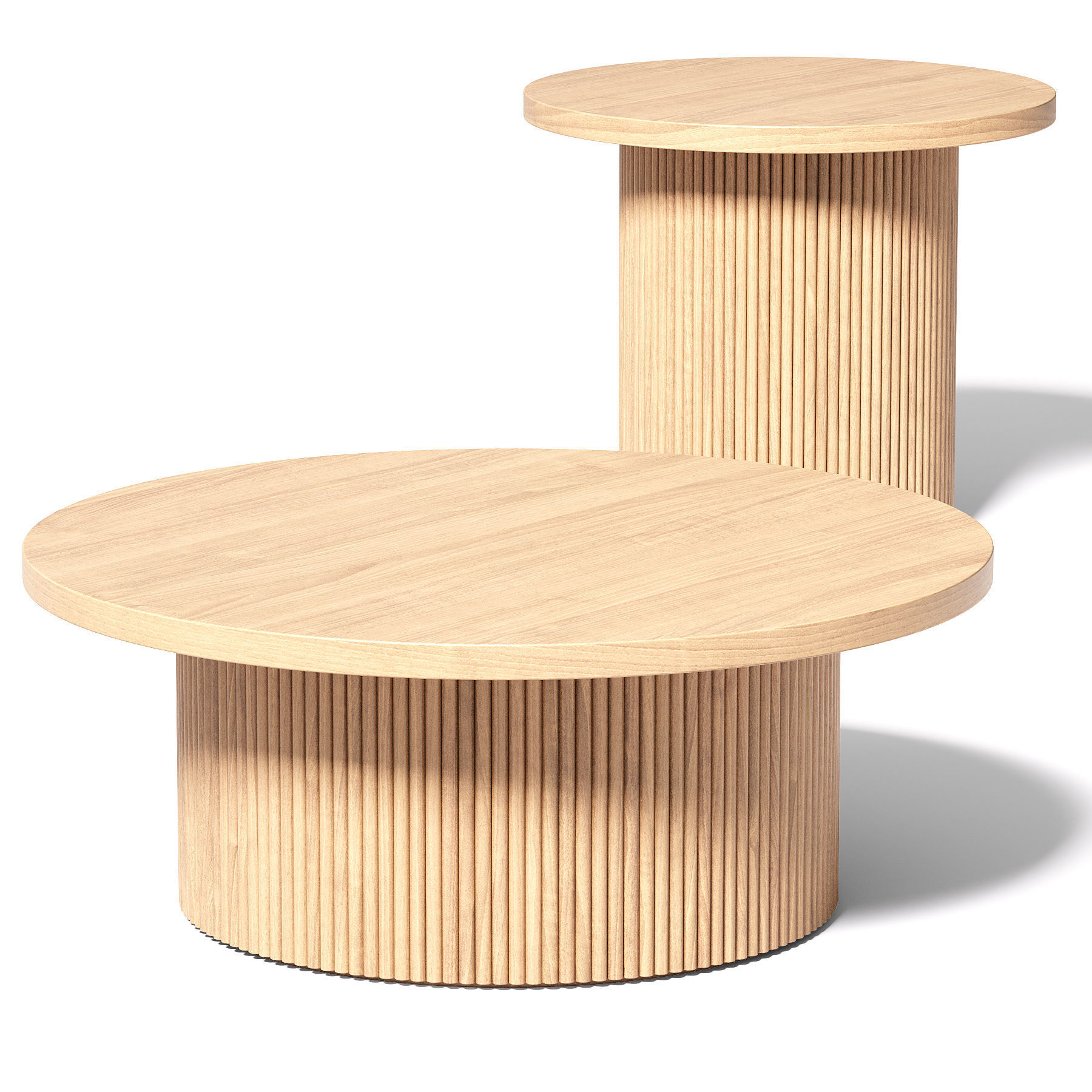 Table Basse Ronde en Bois Nele 3D model_1