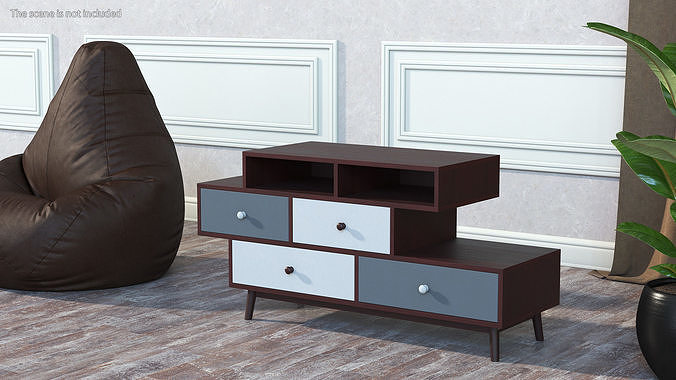 Irvine Sideboard Dark Brown 3D model 3
