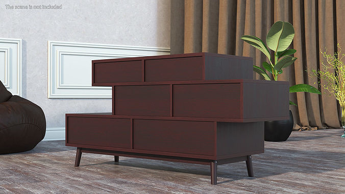 Irvine Sideboard Dark Brown 3D model 6