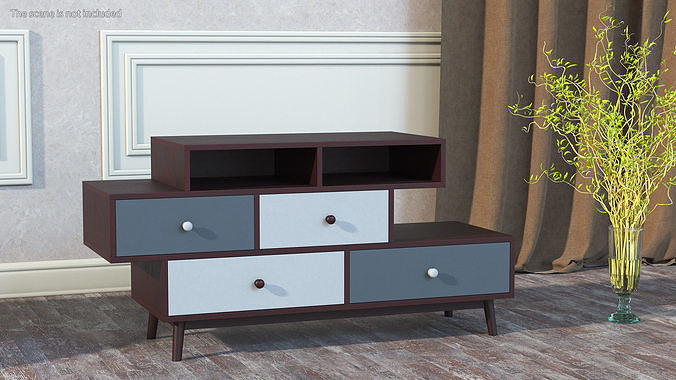 Irvine Sideboard Dark Brown 3D model 2