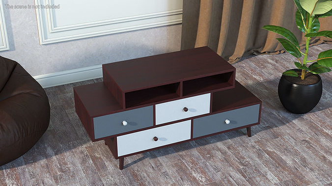 Irvine Sideboard Dark Brown 3D model 4
