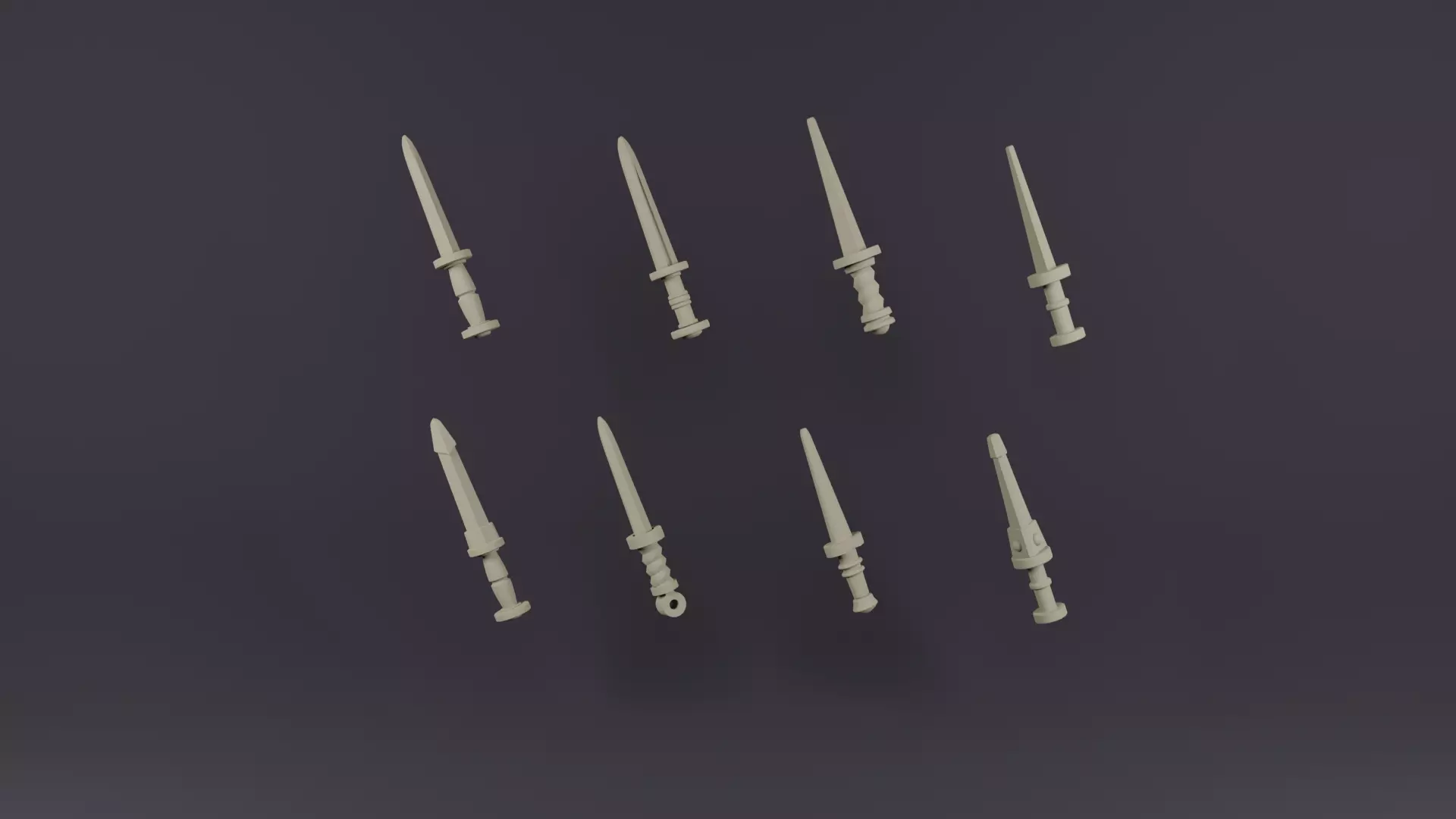 Rondel Dagger Pack For Miniatures 3D print model_0