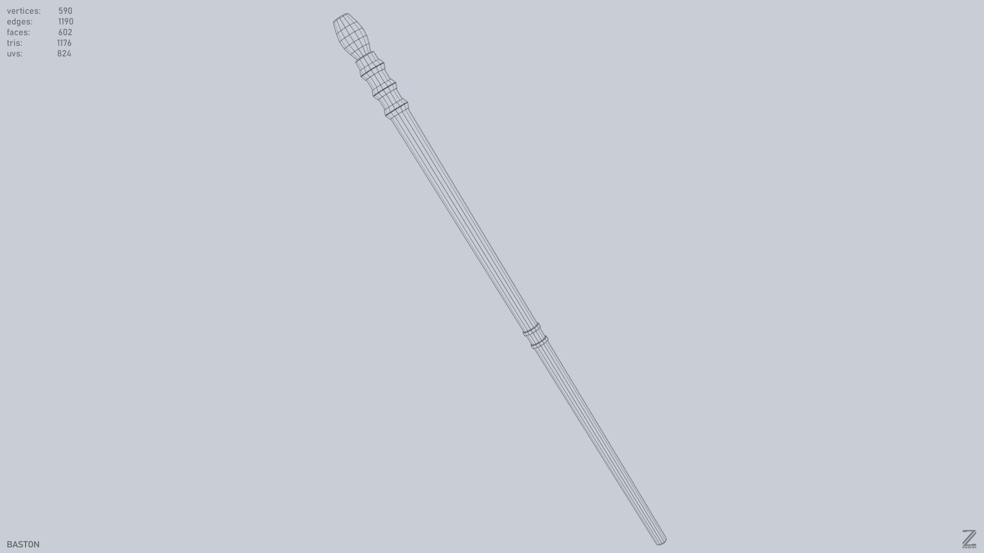 Baston Low-poly 3D model_10