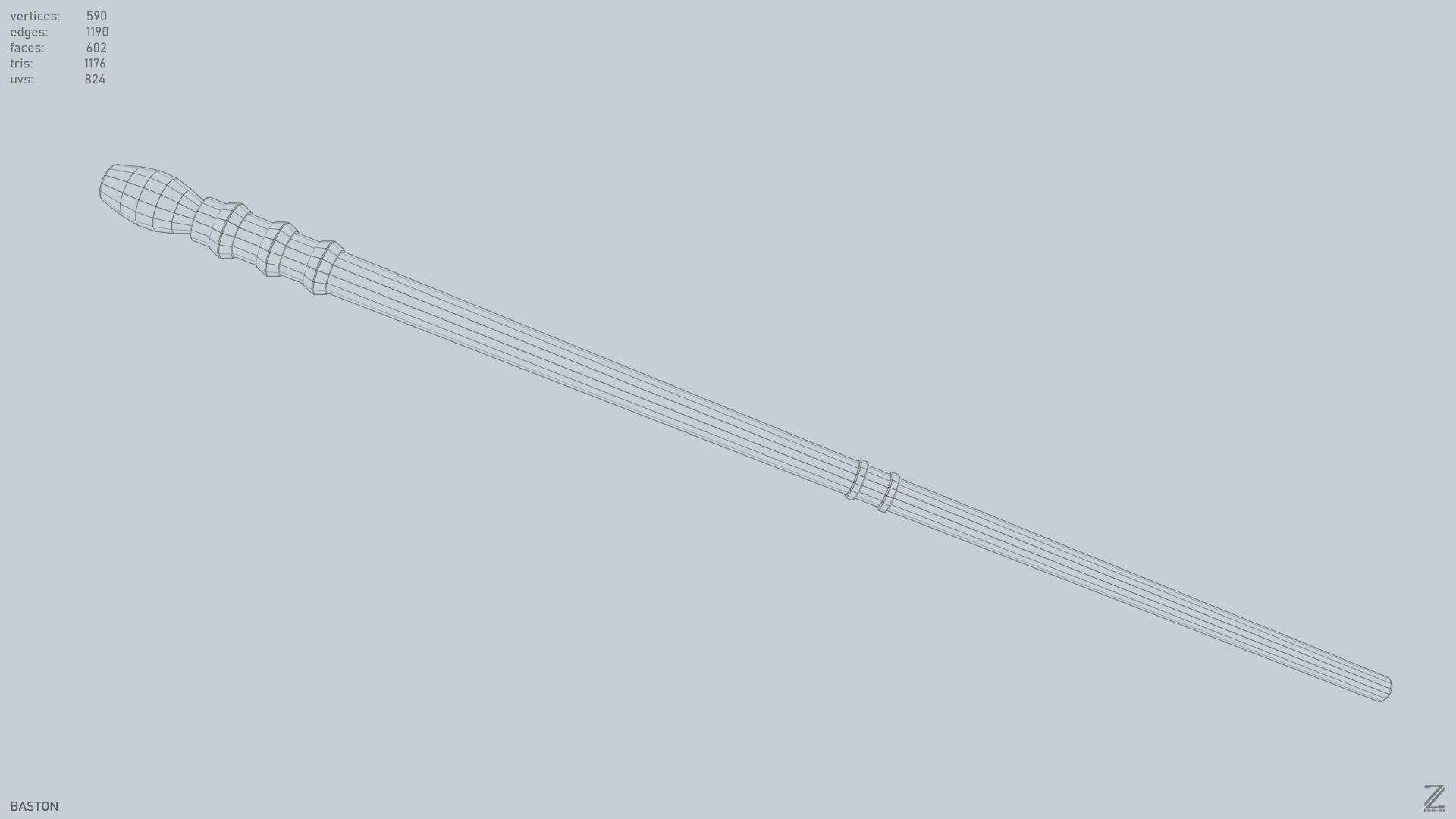 Baston Low-poly 3D model_11