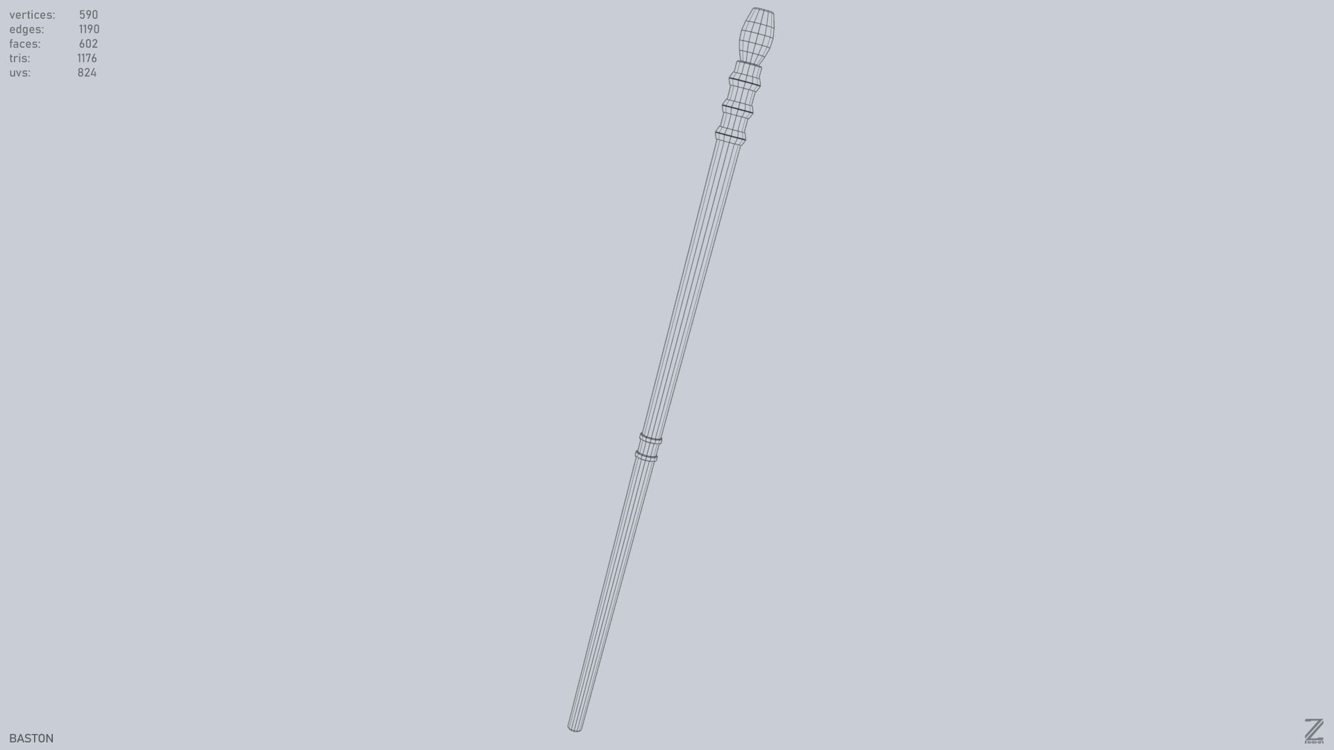 Baston Low-poly 3D model_12