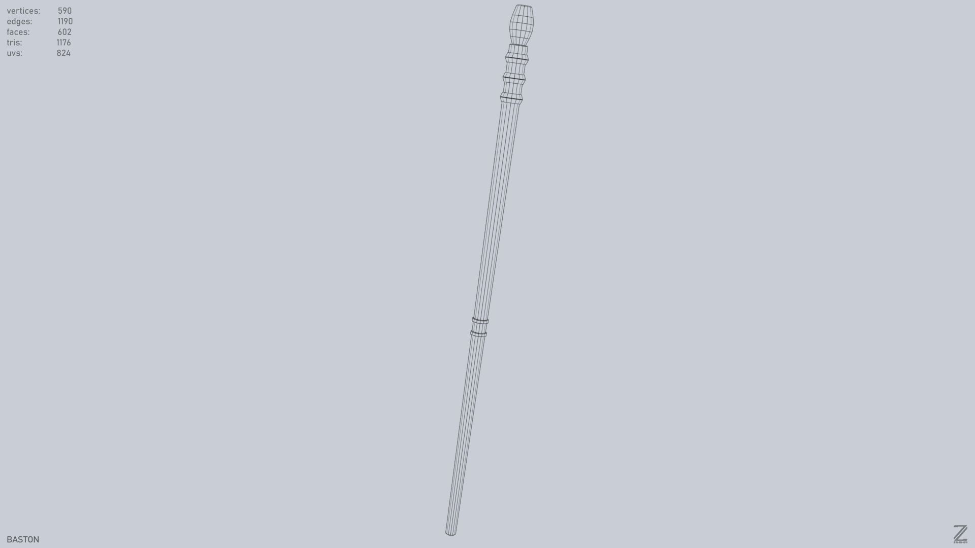 Baston Low-poly 3D model_16