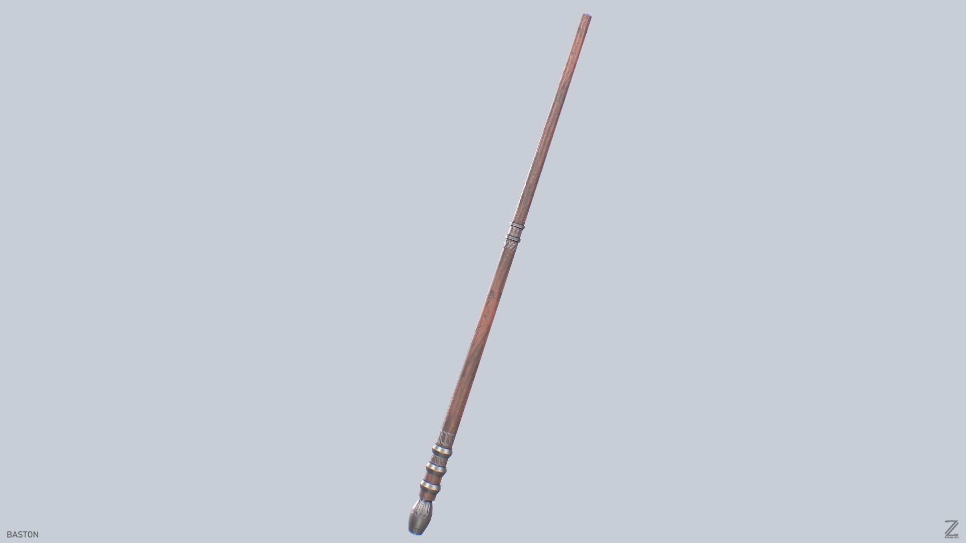 Baston Low-poly 3D model_7