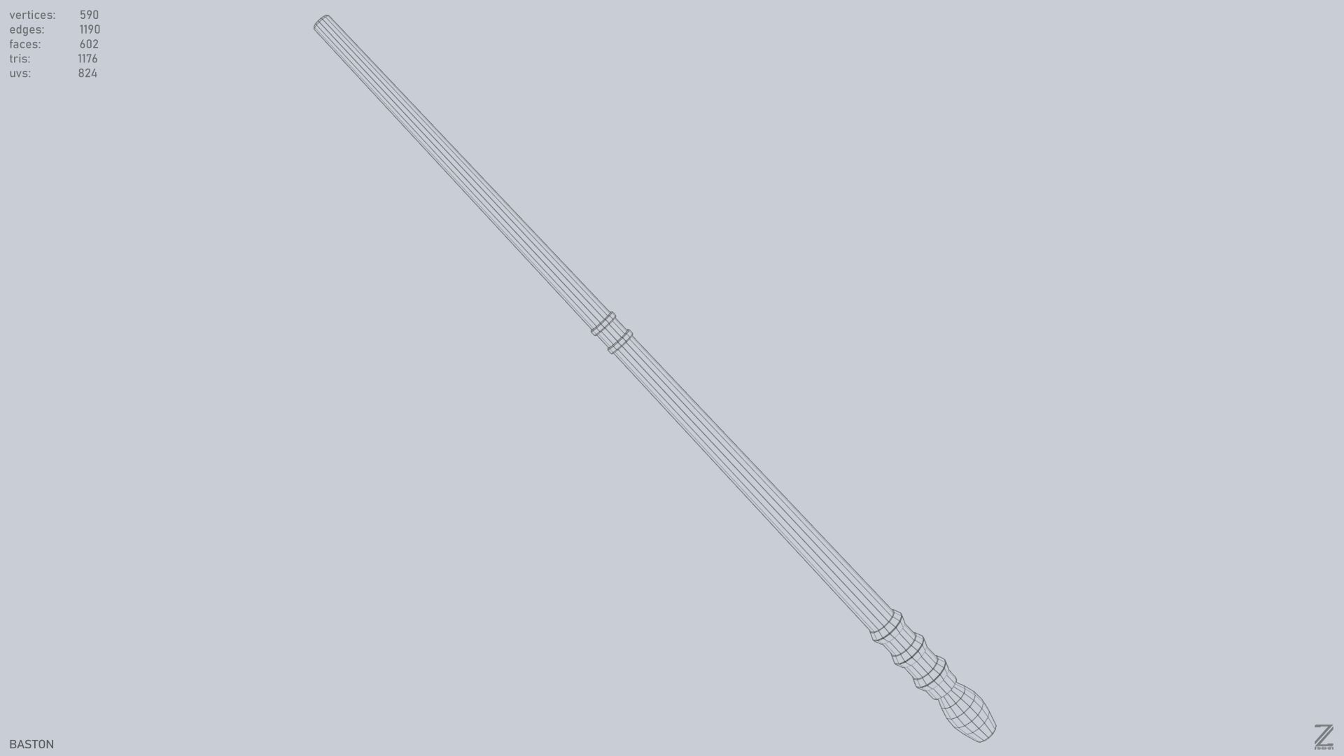 Baston Low-poly 3D model_15