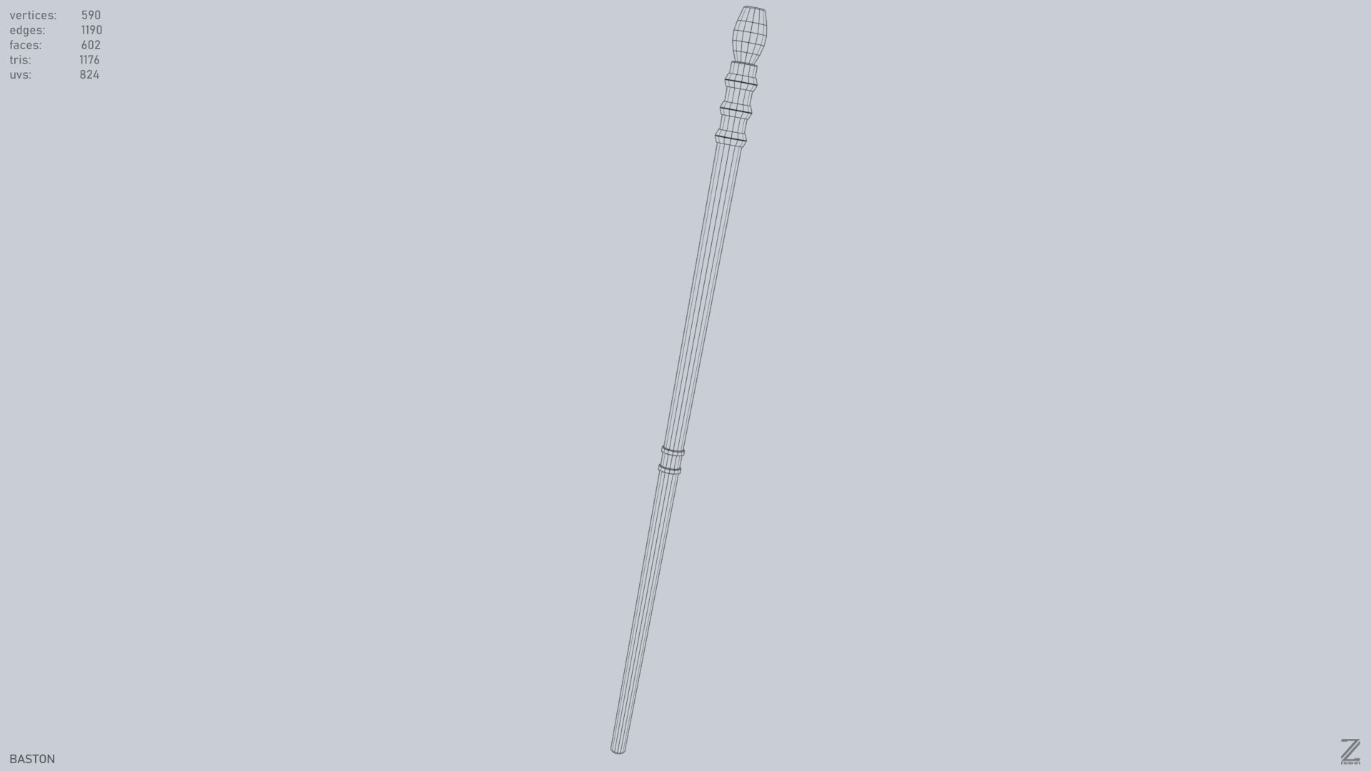 Baston Low-poly 3D model_14