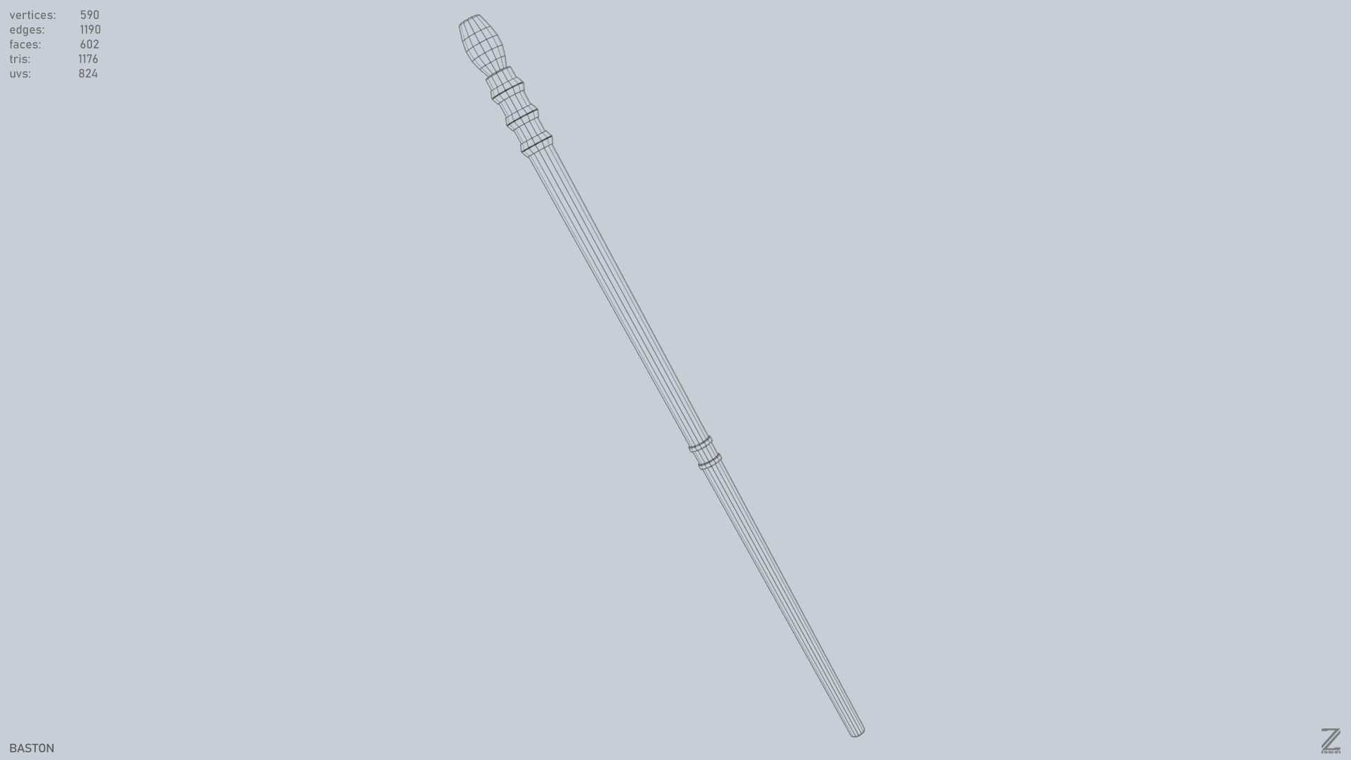 Baston Low-poly 3D model_13