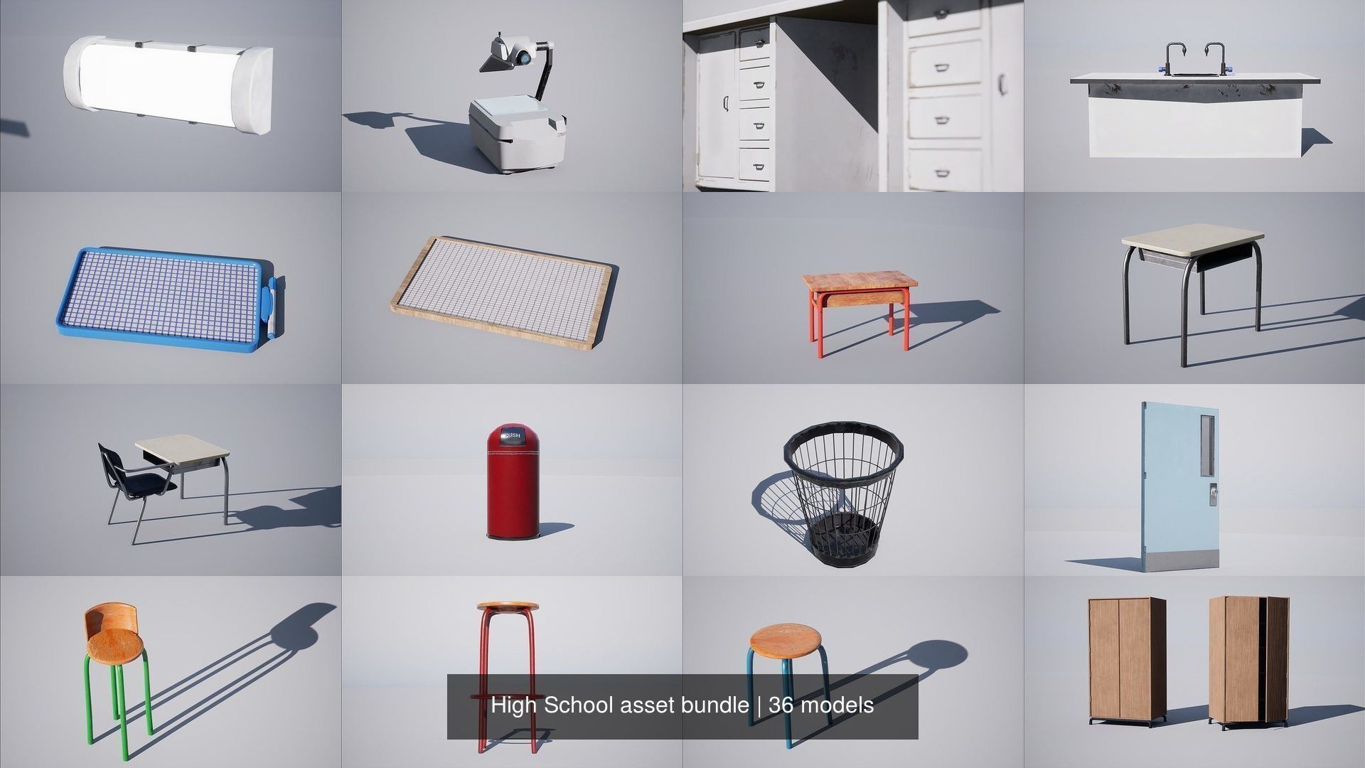 High School asset bundle 3D Model Collection_3