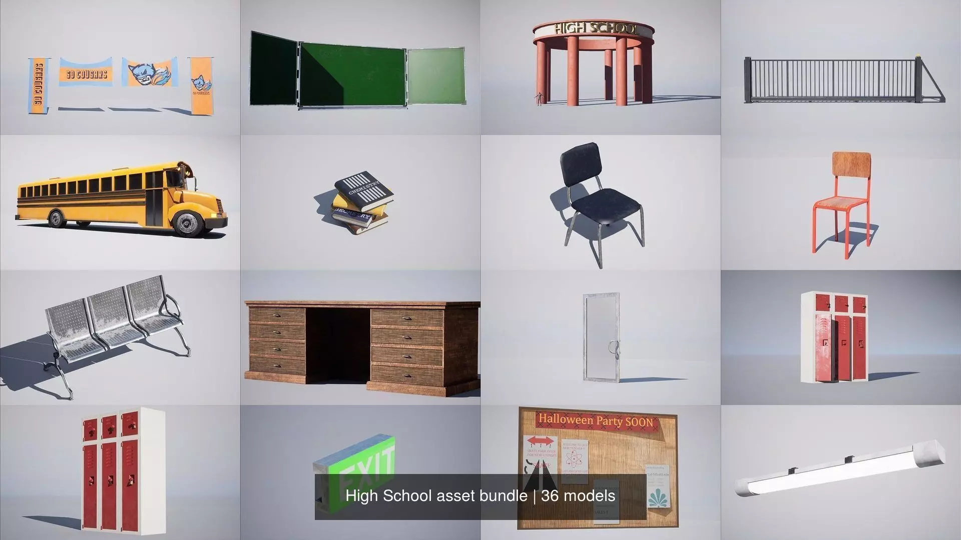 High School asset bundle 3D Model Collection_0