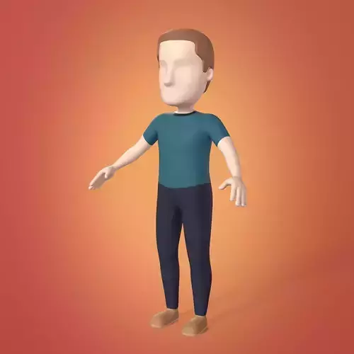 Cartoon Rigged Man - Boy - Stickman Low-poly 3D model