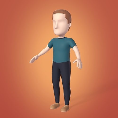 Cartoon Rigged Man - Boy - Stickman Low-poly 3D model