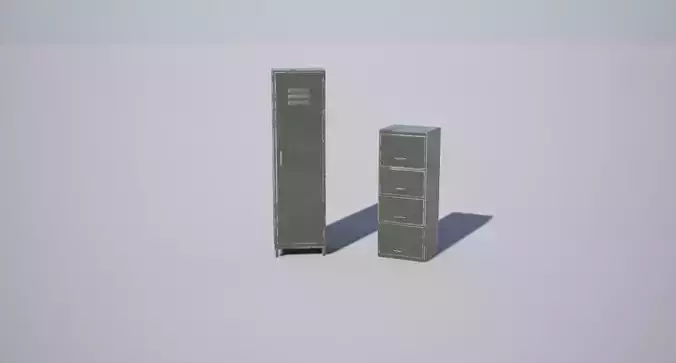 Military Lockers Low-poly 3D model