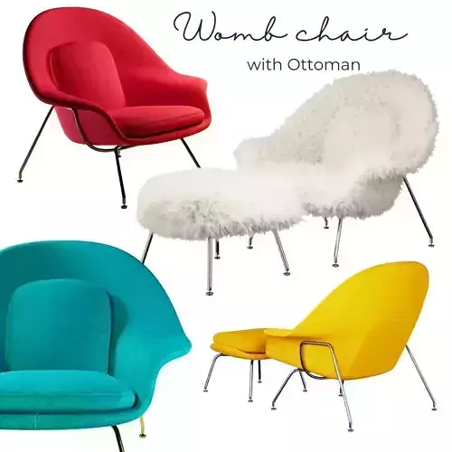 Womb chair and Ottoman 3D model