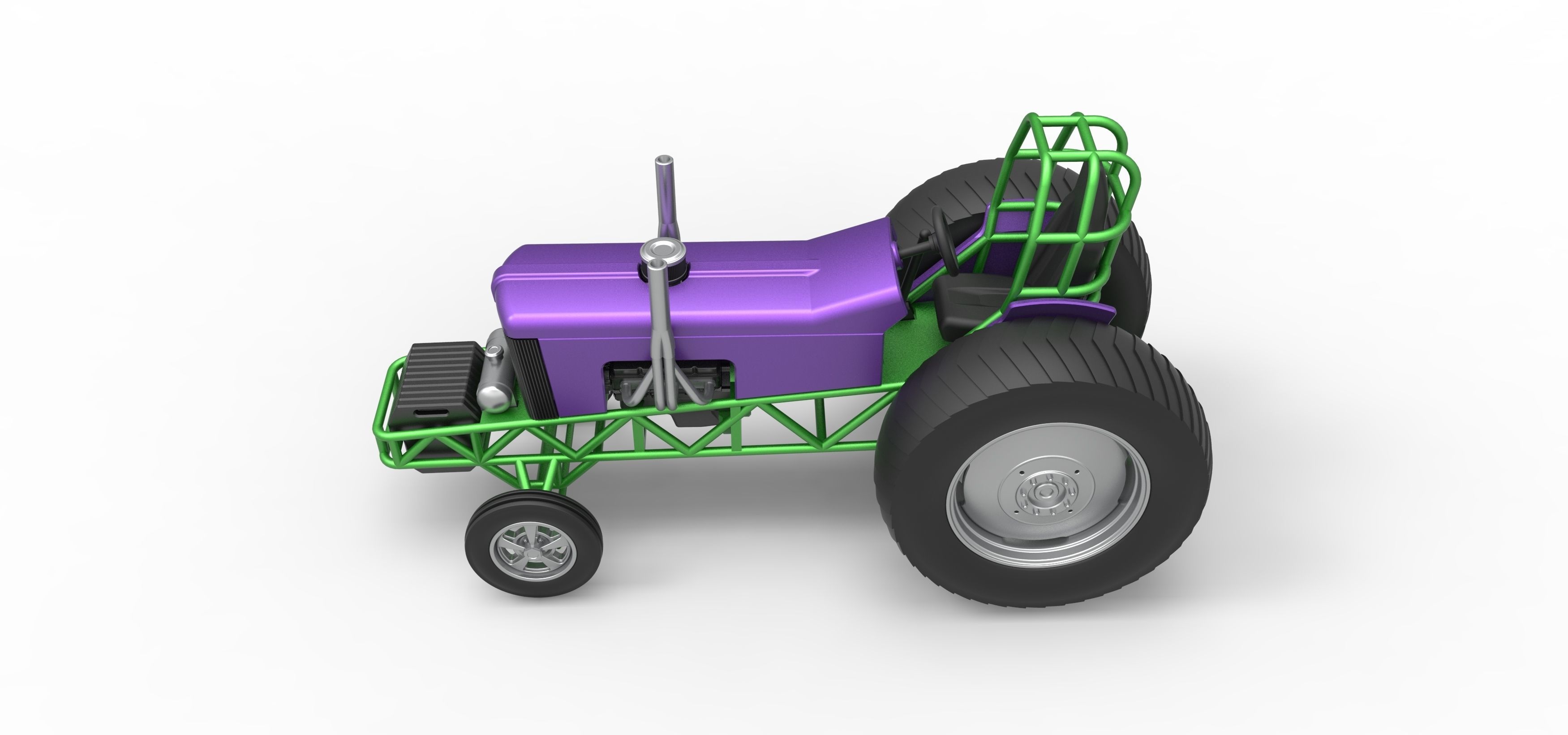 Small block Pulling tractor Scale 1 to 25 3D print model_10