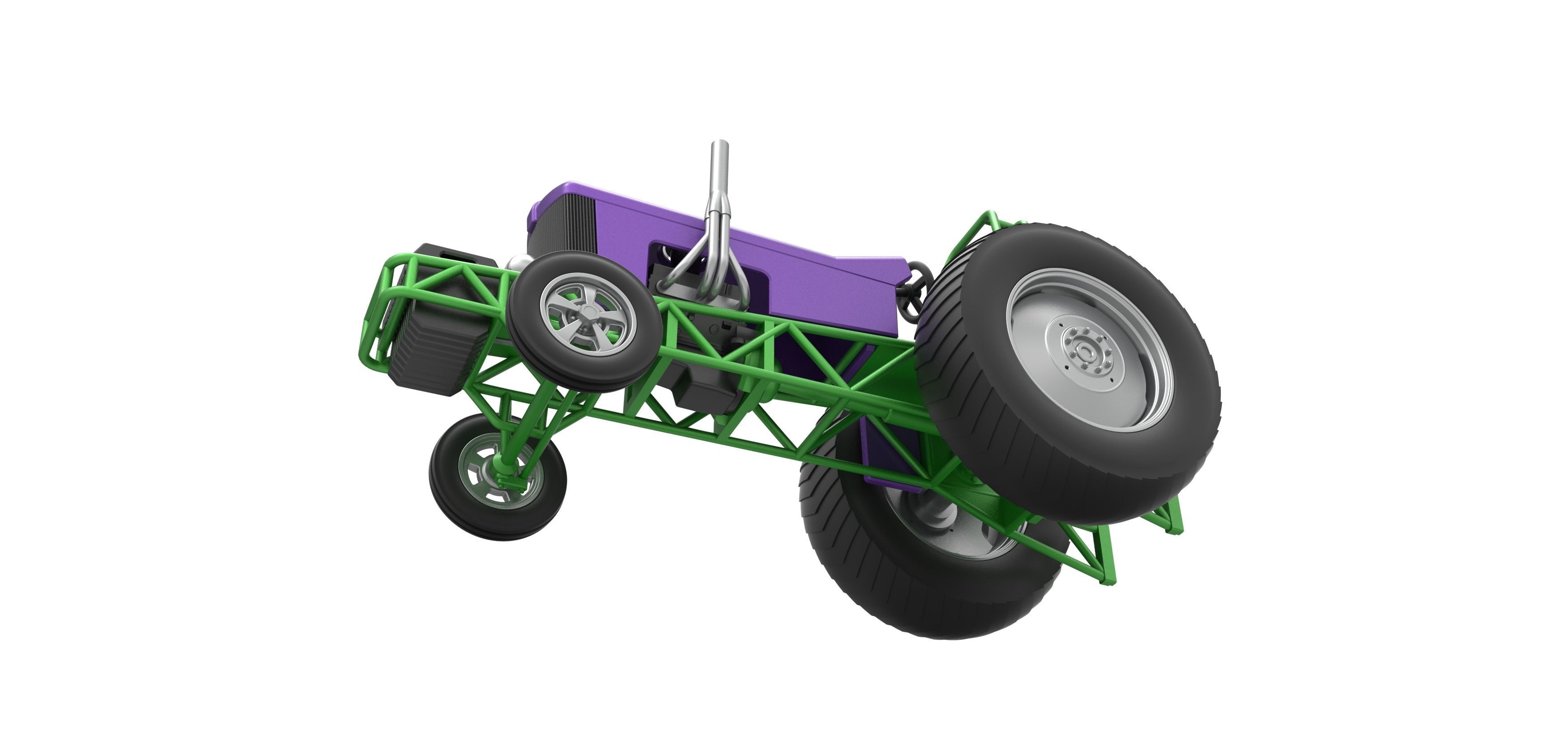Small block Pulling tractor Scale 1 to 25 3D print model_3