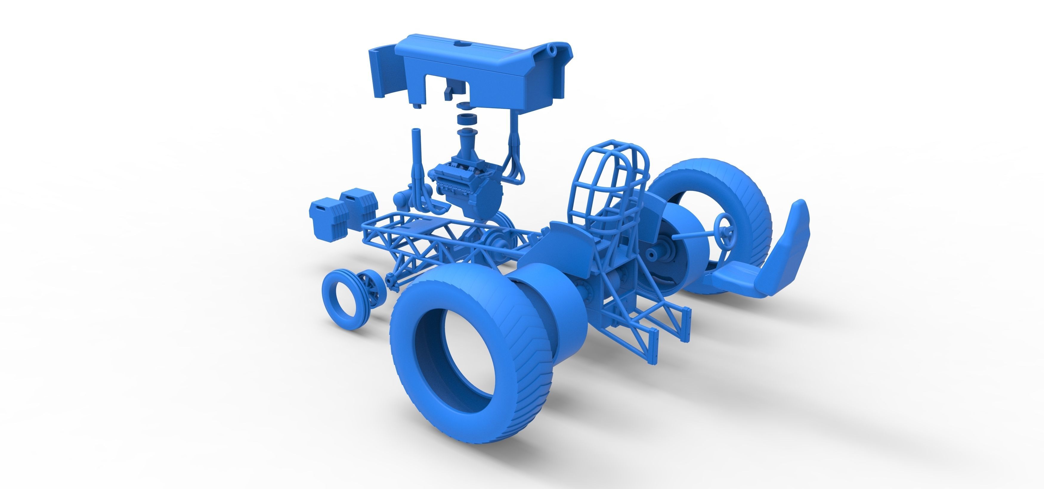 Small block Pulling tractor Scale 1 to 25 3D print model_40