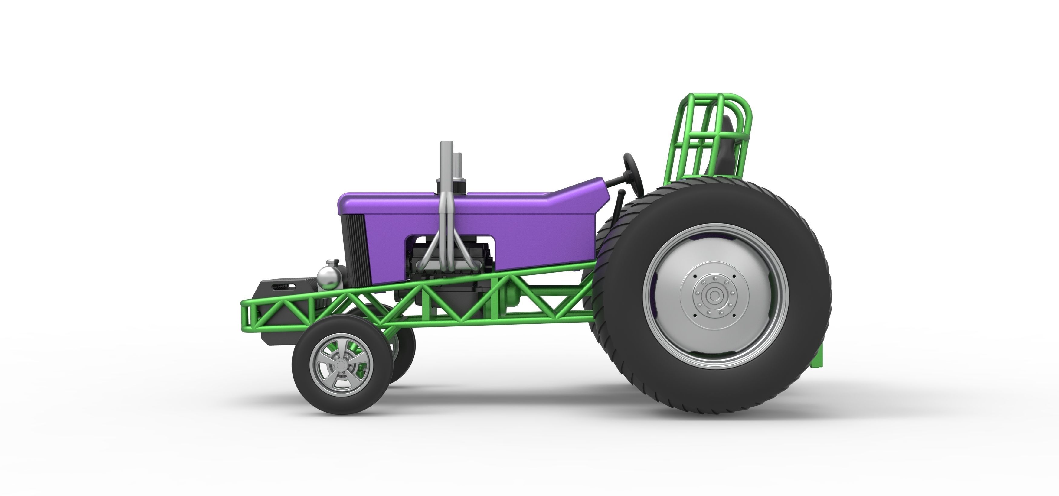 Small block Pulling tractor Scale 1 to 25 3D print model_9