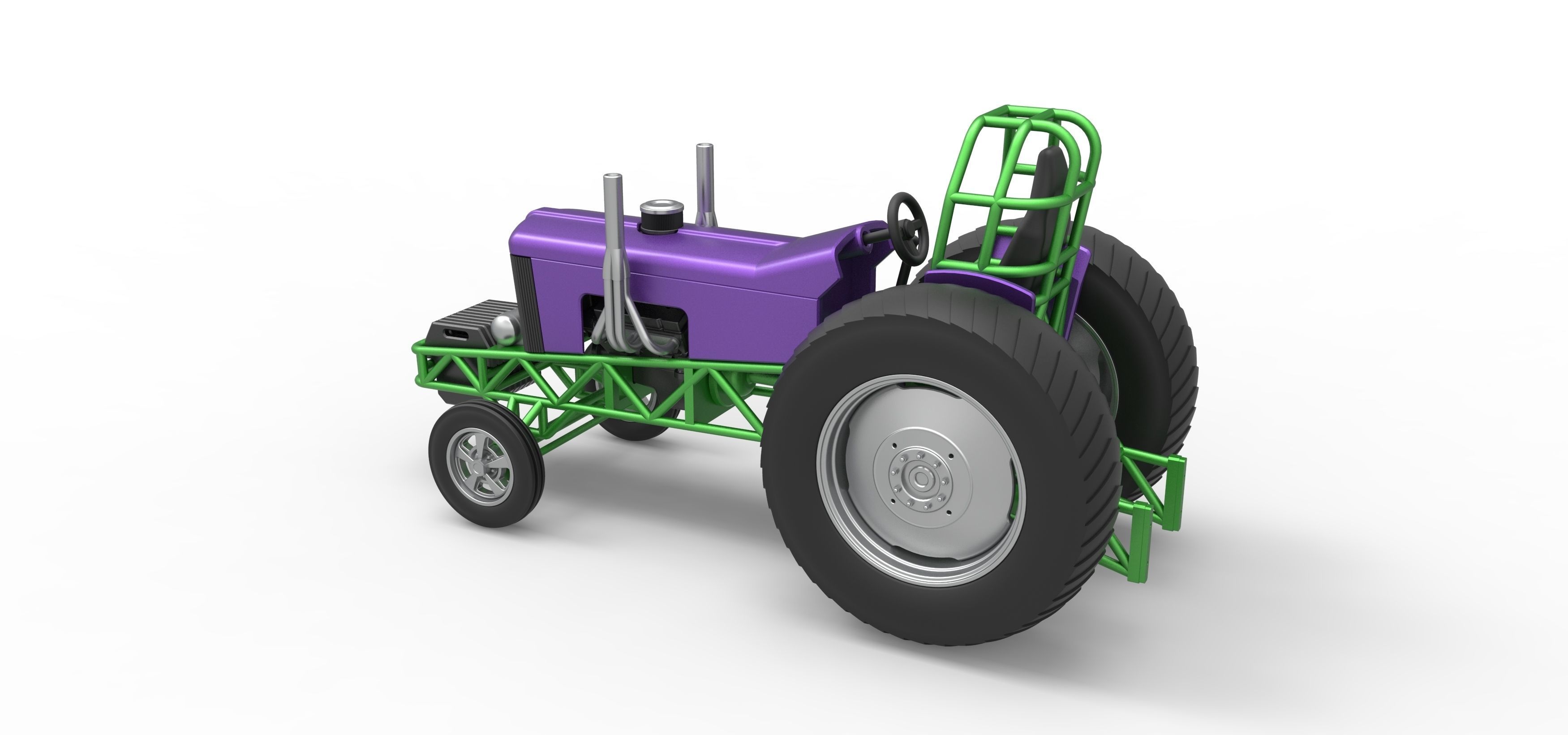 Small block Pulling tractor Scale 1 to 25 3D print model_12