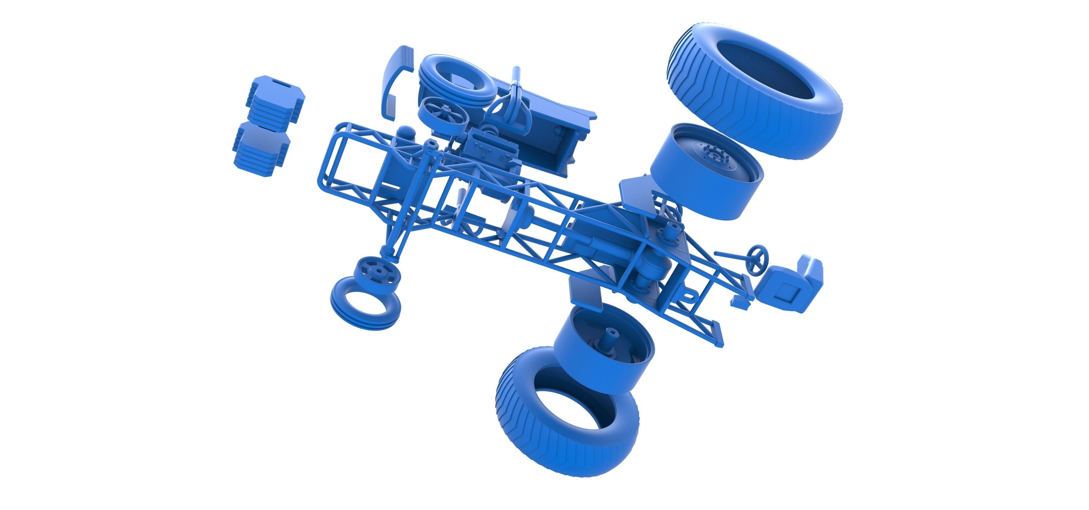 Small block Pulling tractor Scale 1 to 25 3D print model_36