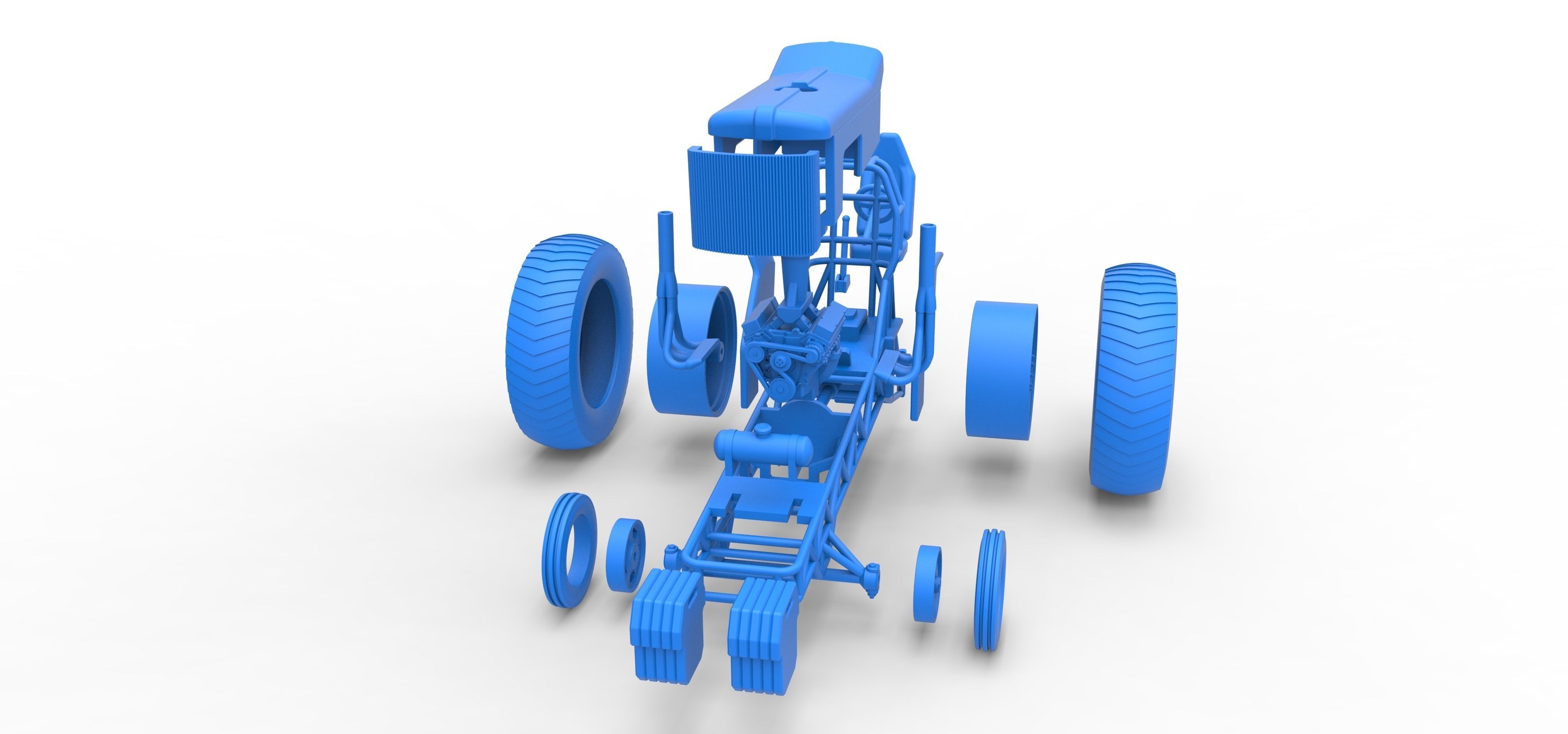 Small block Pulling tractor Scale 1 to 25 3D print model_37