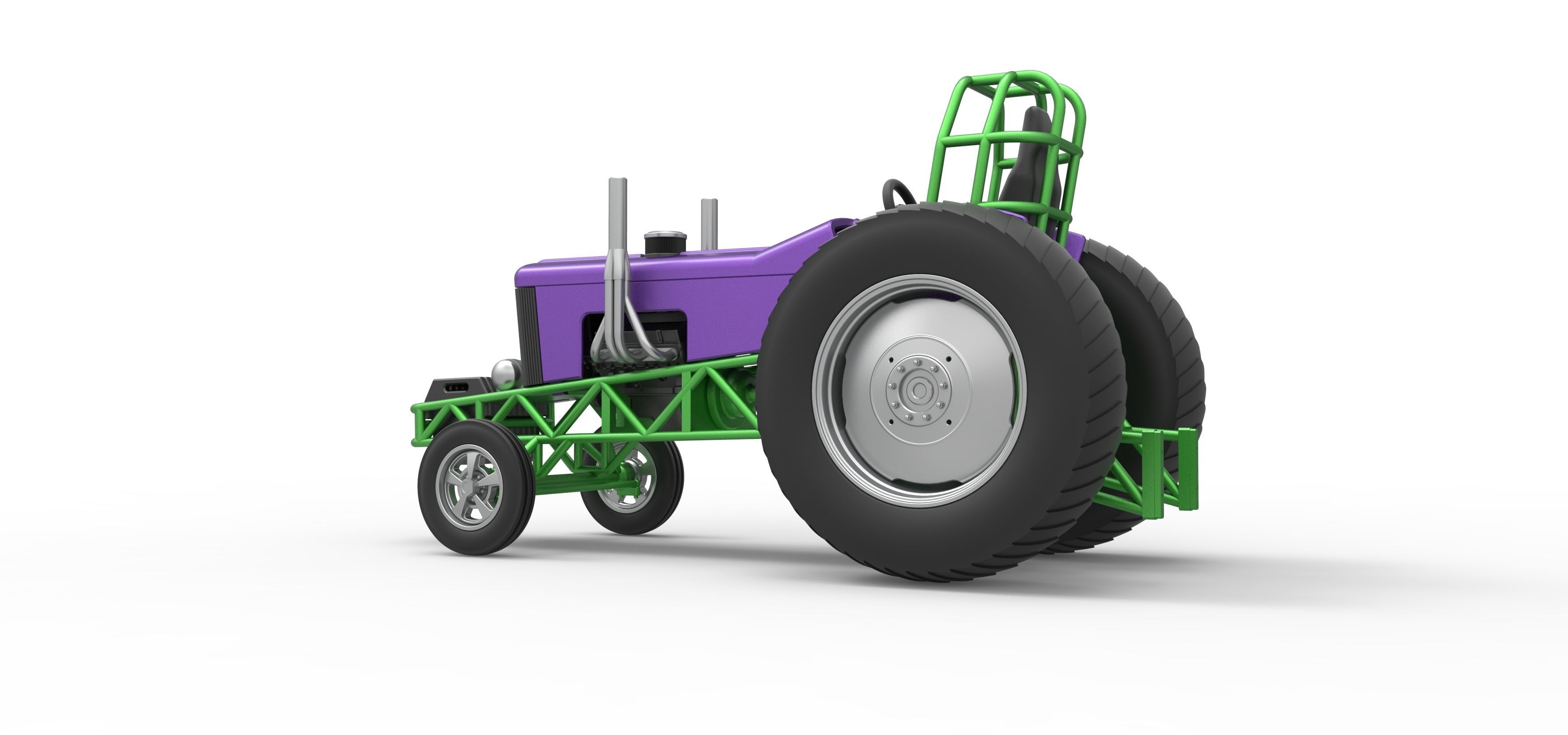 Small block Pulling tractor Scale 1 to 25 3D print model_13