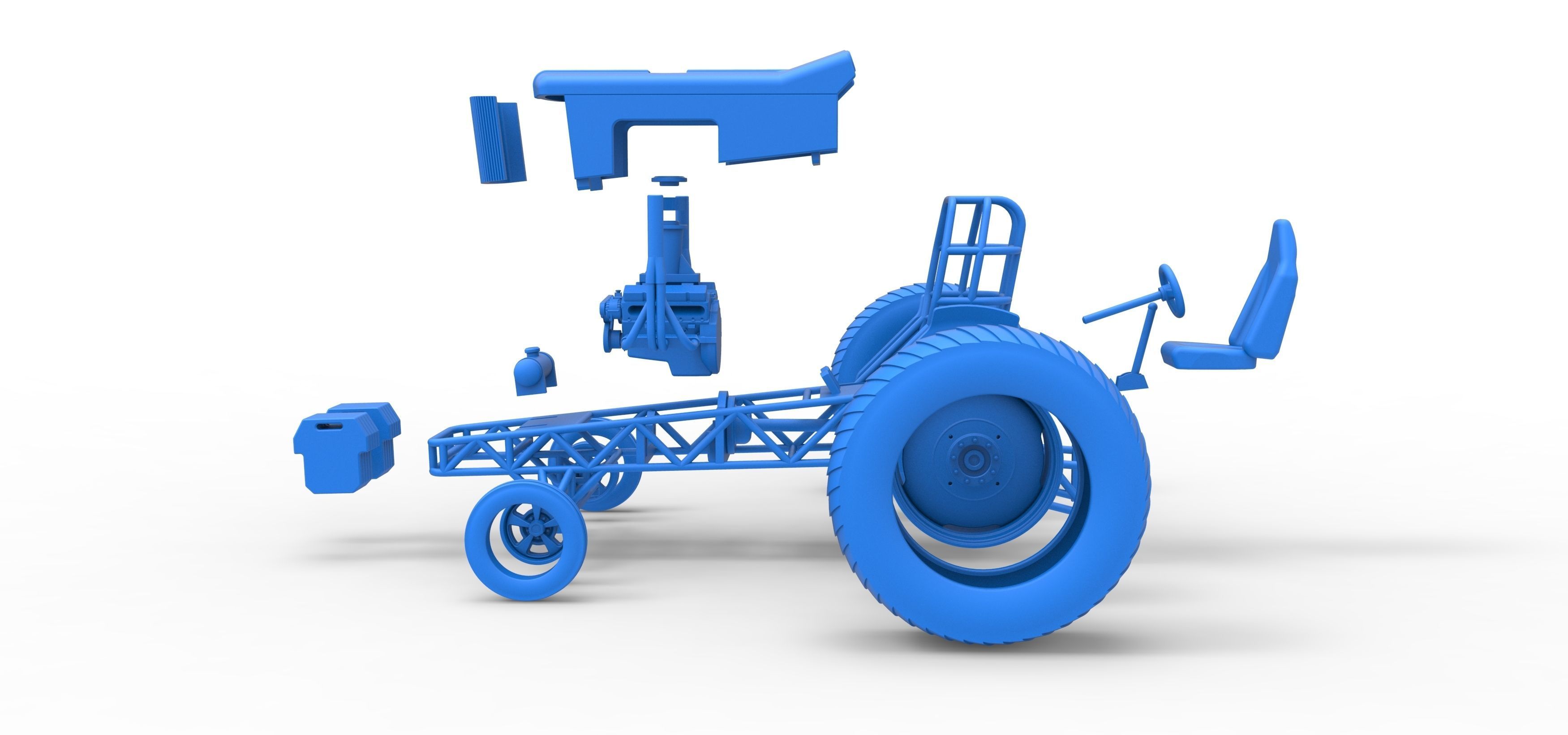 Small block Pulling tractor Scale 1 to 25 3D print model_38
