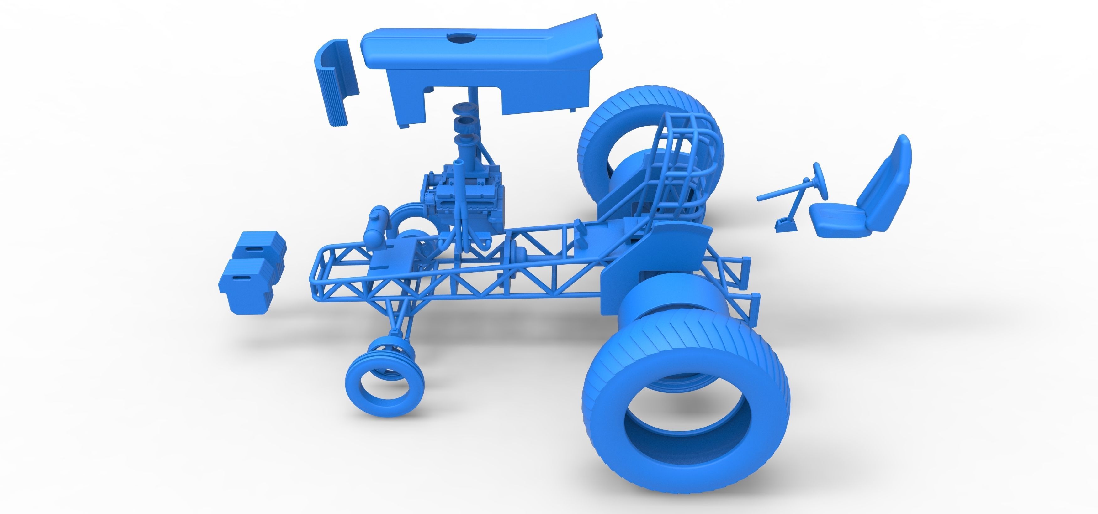 Small block Pulling tractor Scale 1 to 25 3D print model_39